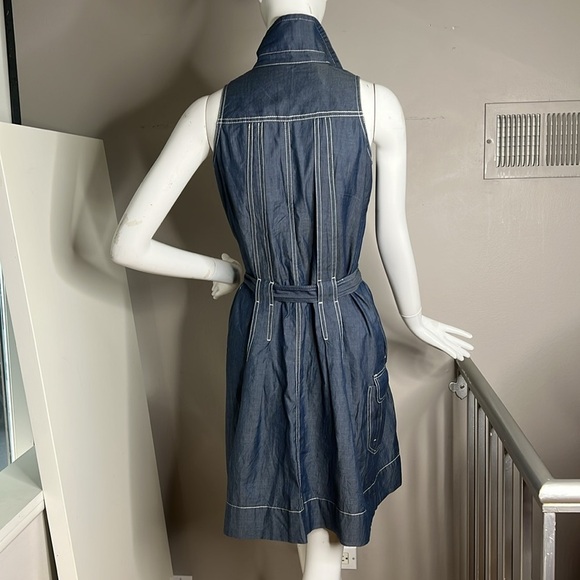 Les Copains Sz 36 Sleevles Snap Front Tie Front Dress - Picture 2 of 8